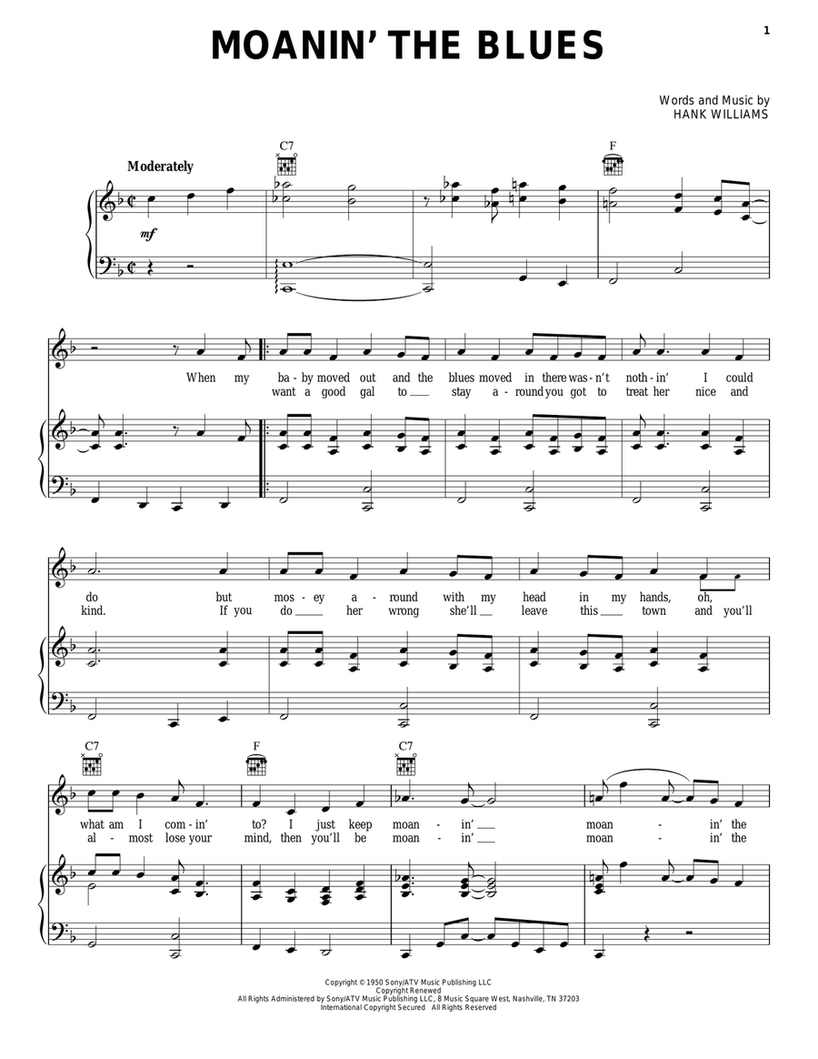 Moanin' The Blues Guitar scores gallery preview page 1