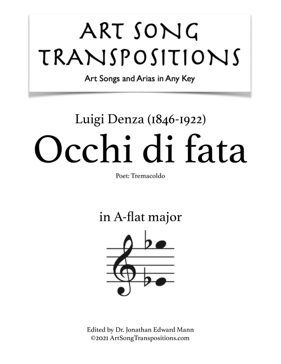 DENZA: Occhi di fata (transposed to A-flat major) Voice scores gallery preview page 1