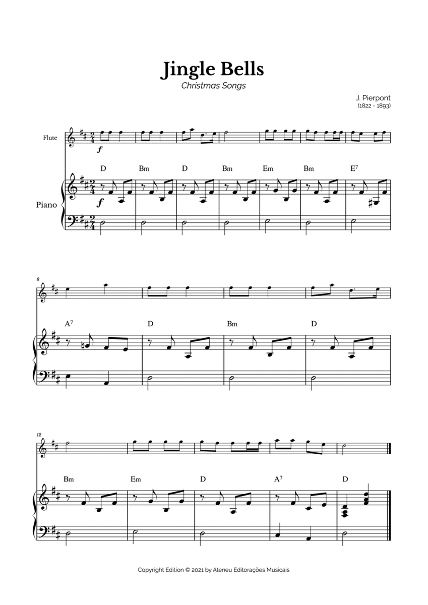 Jingle Bells for Easy Flute and Piano