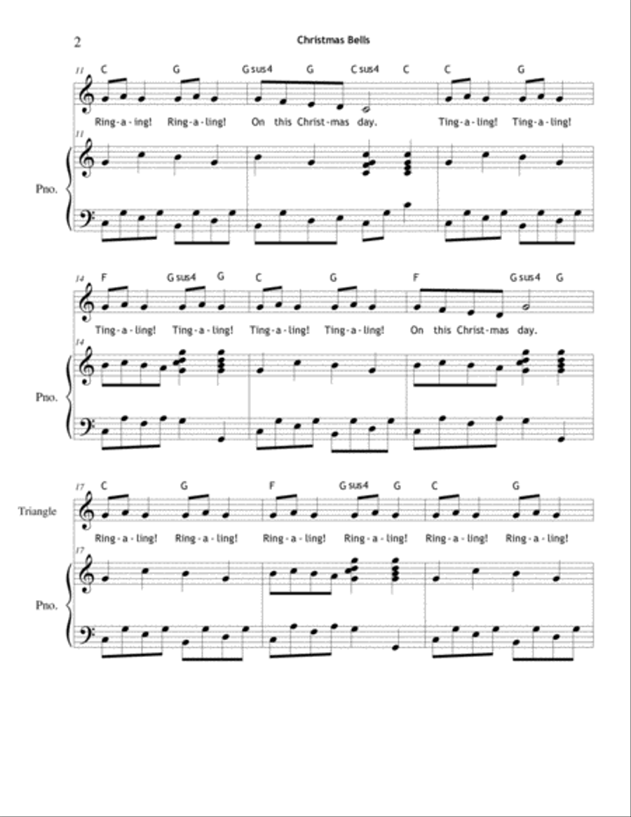 Christmas Bells Unison Choir scores gallery preview page 2