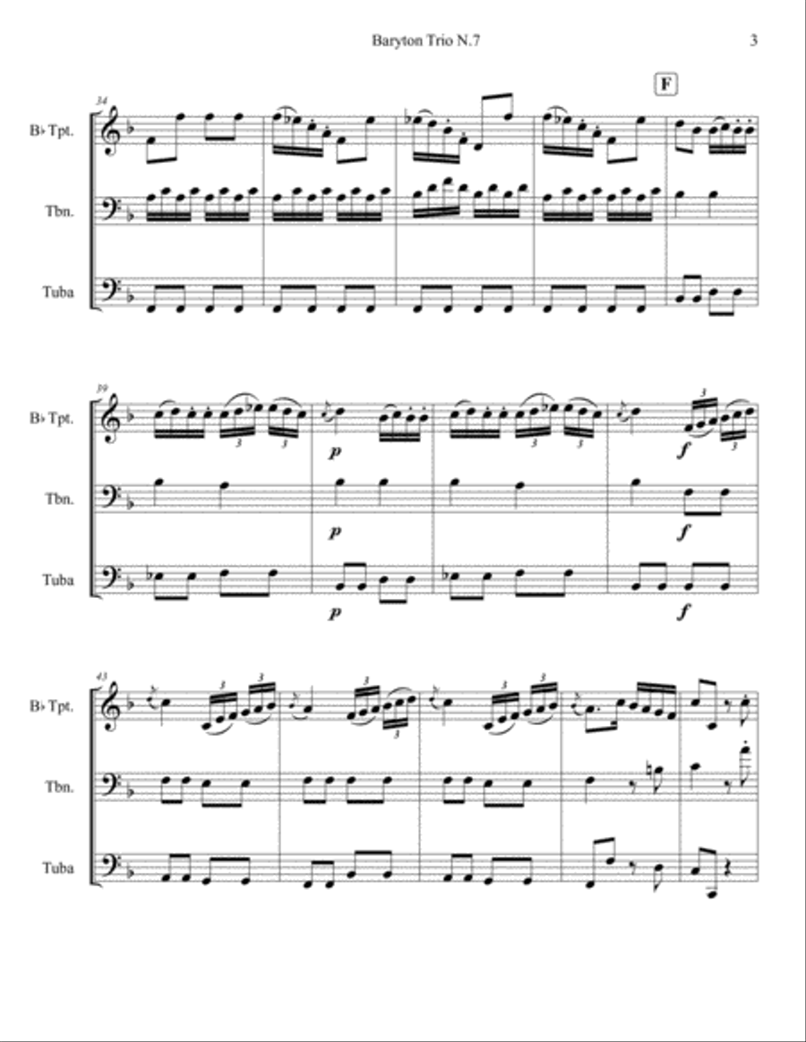 Baryton Trio N. 7 (Haydn) for Brass Trio (Trumpet, Trombone & Tuba) Baryton Trio N. 7 (Haydn) for Brass Trio (Trumpet, Trombone & Tuba) Brass Trio scores gallery preview page 3