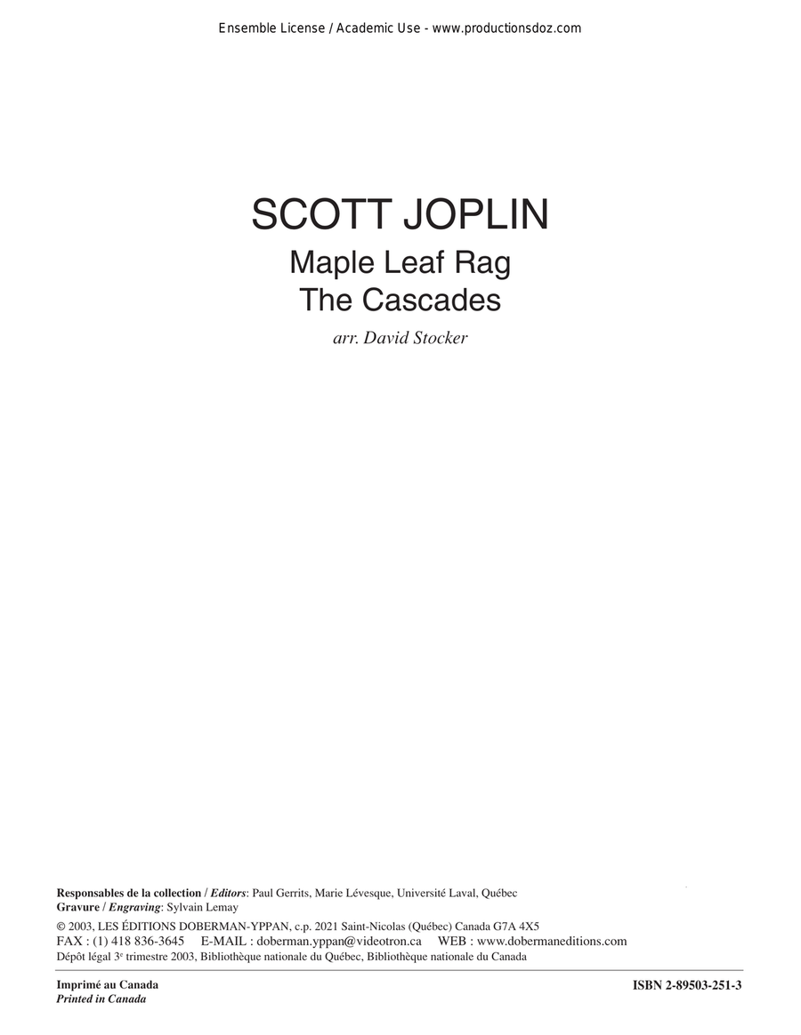 Maple Leaf Rag & The Cascades Guitar Ensemble scores gallery preview page 1