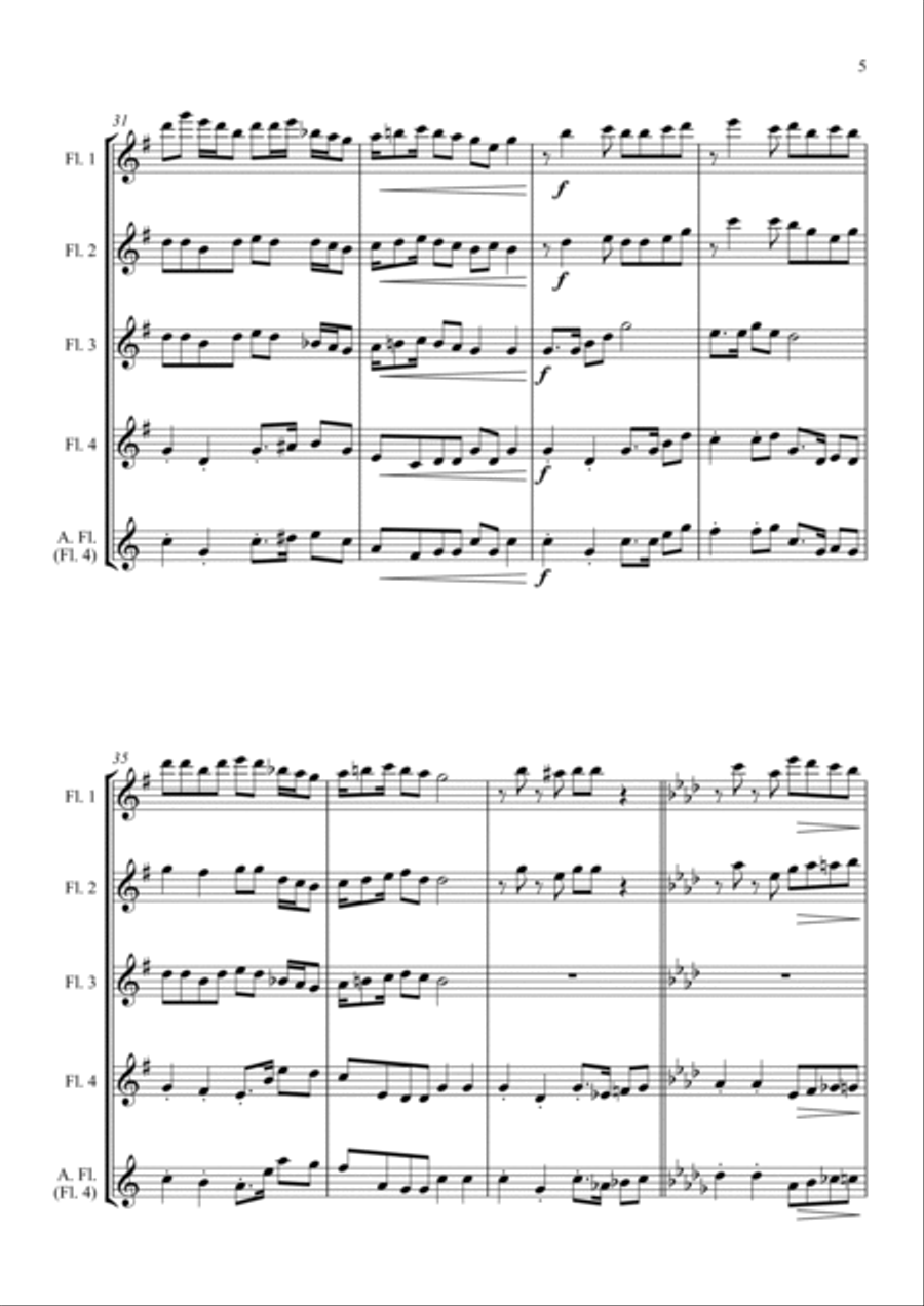 Camptown Races - for Flute Quartet Flute Quartet scores gallery preview page 5