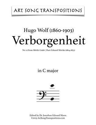 WOLF: Verborgenheit (transposed to C major, bass clef)