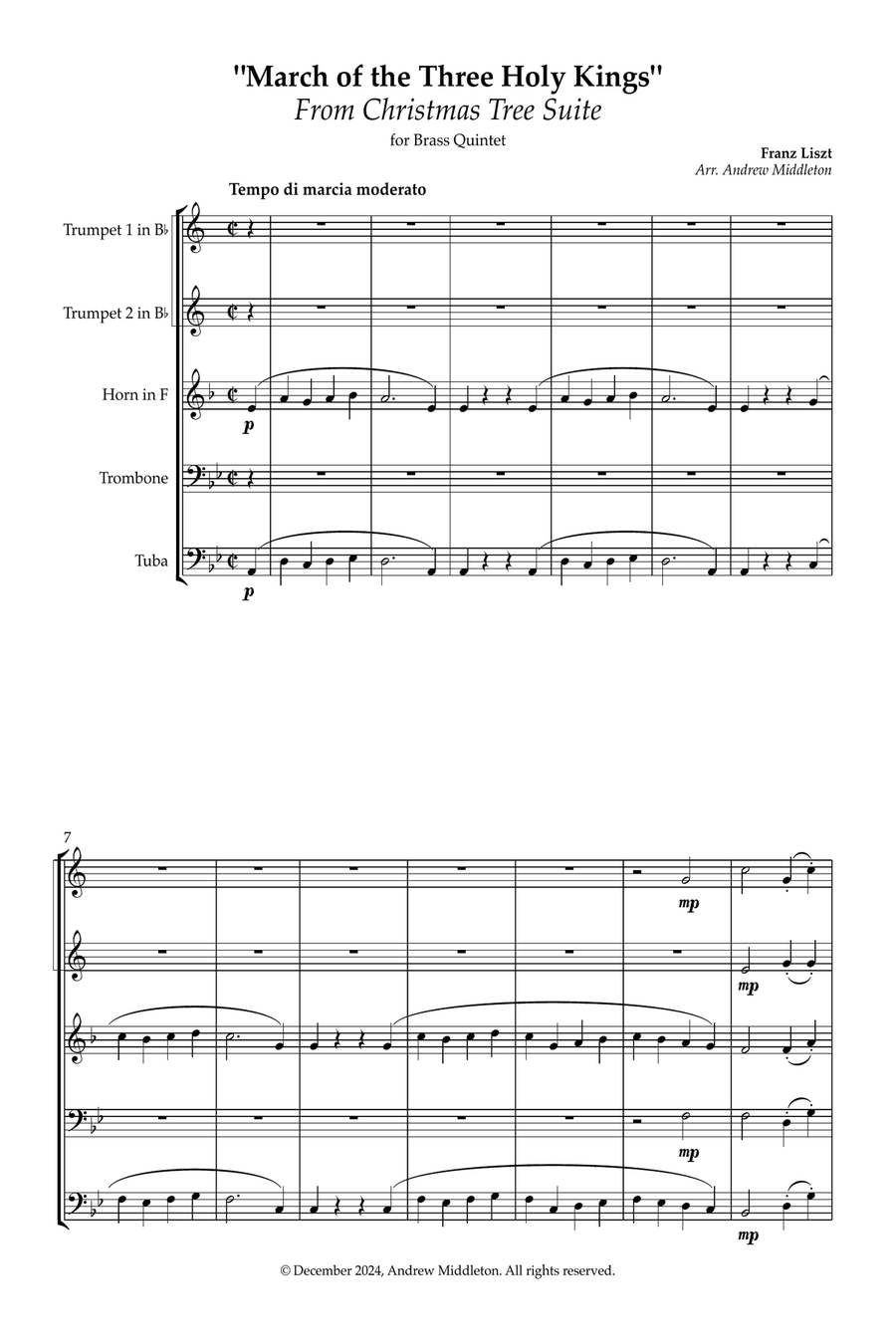 March of the Three Holy Kings arranged for Brass Quintet Brass Quintet scores gallery preview page 3