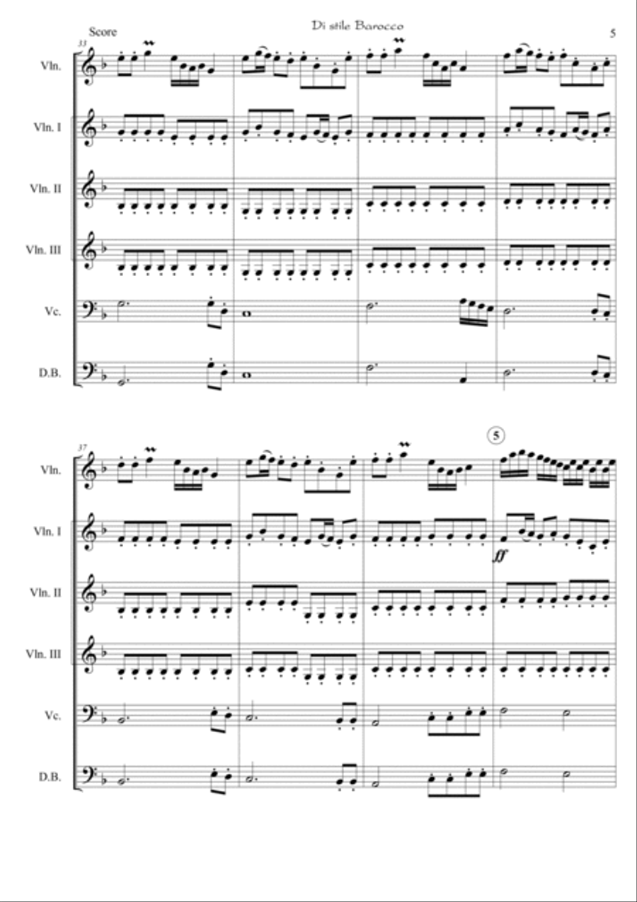 Di stile Barocco-for Violin solo and Beginning String Orchestra String Orchestra scores gallery preview page 5