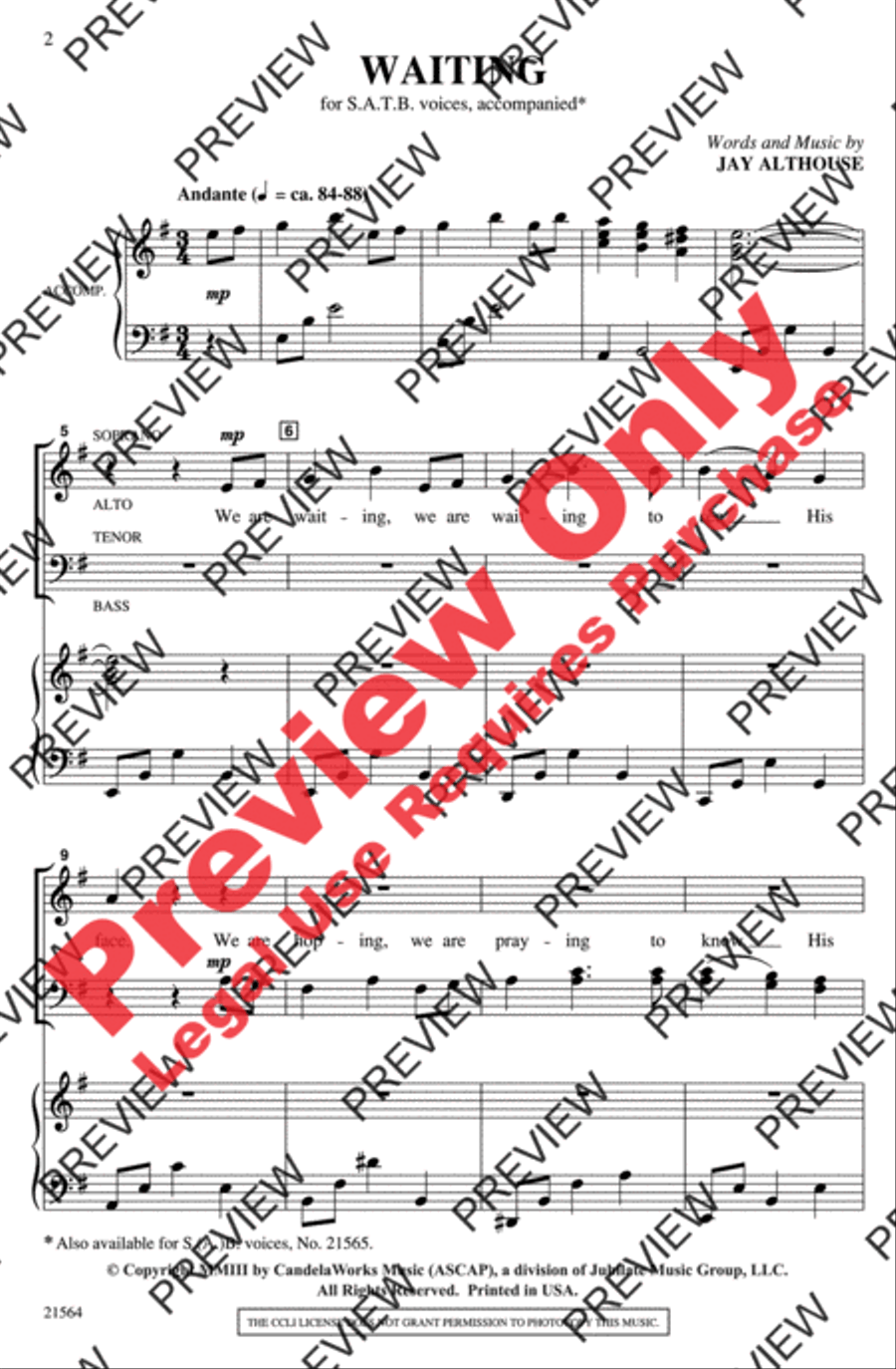 Waiting 4-Part scores gallery preview page 2