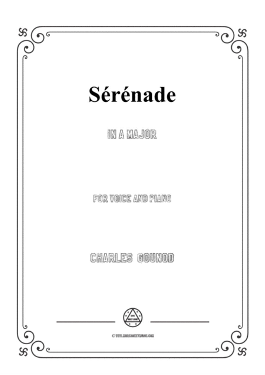 Gounod-Sérénade in A Major,for Voice and Piano Voice Solo scores gallery preview page 1