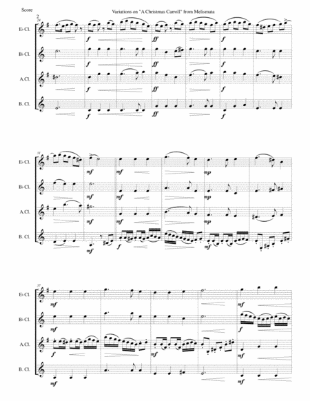 Variations on Remember, O Thou Man (from Ravenscroft's Melismata) for clarinet quartet with E Flats image number null
