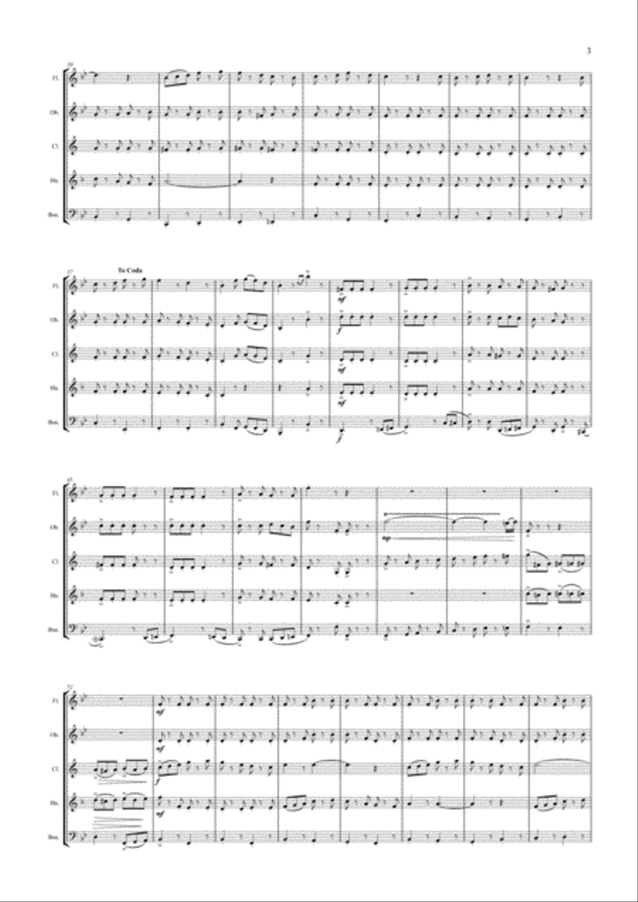Five-note March! (Wind Quintet) - Score Woodwind Quintet scores gallery preview page 3