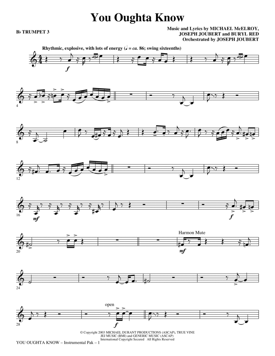 You Oughta Know - Bb Trumpet 3 Choir scores gallery preview page 1