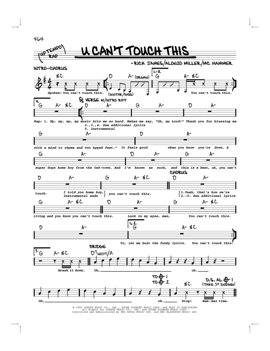 U Can't Touch This U Can't Touch This Piano scores gallery preview page 1
