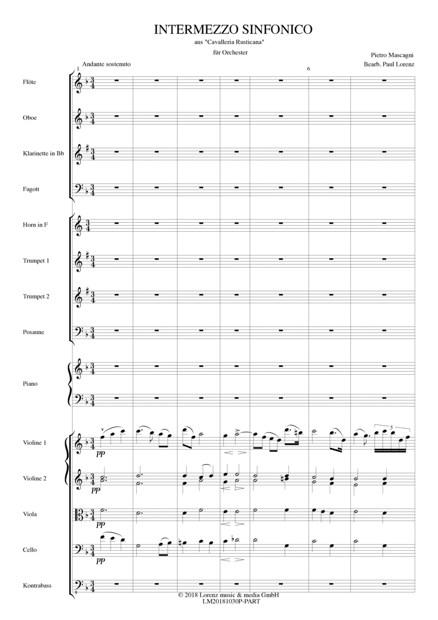 Intermezzo Sinfonico (from Cavalleria Rusticana) Full Orchestra scores gallery preview page 1