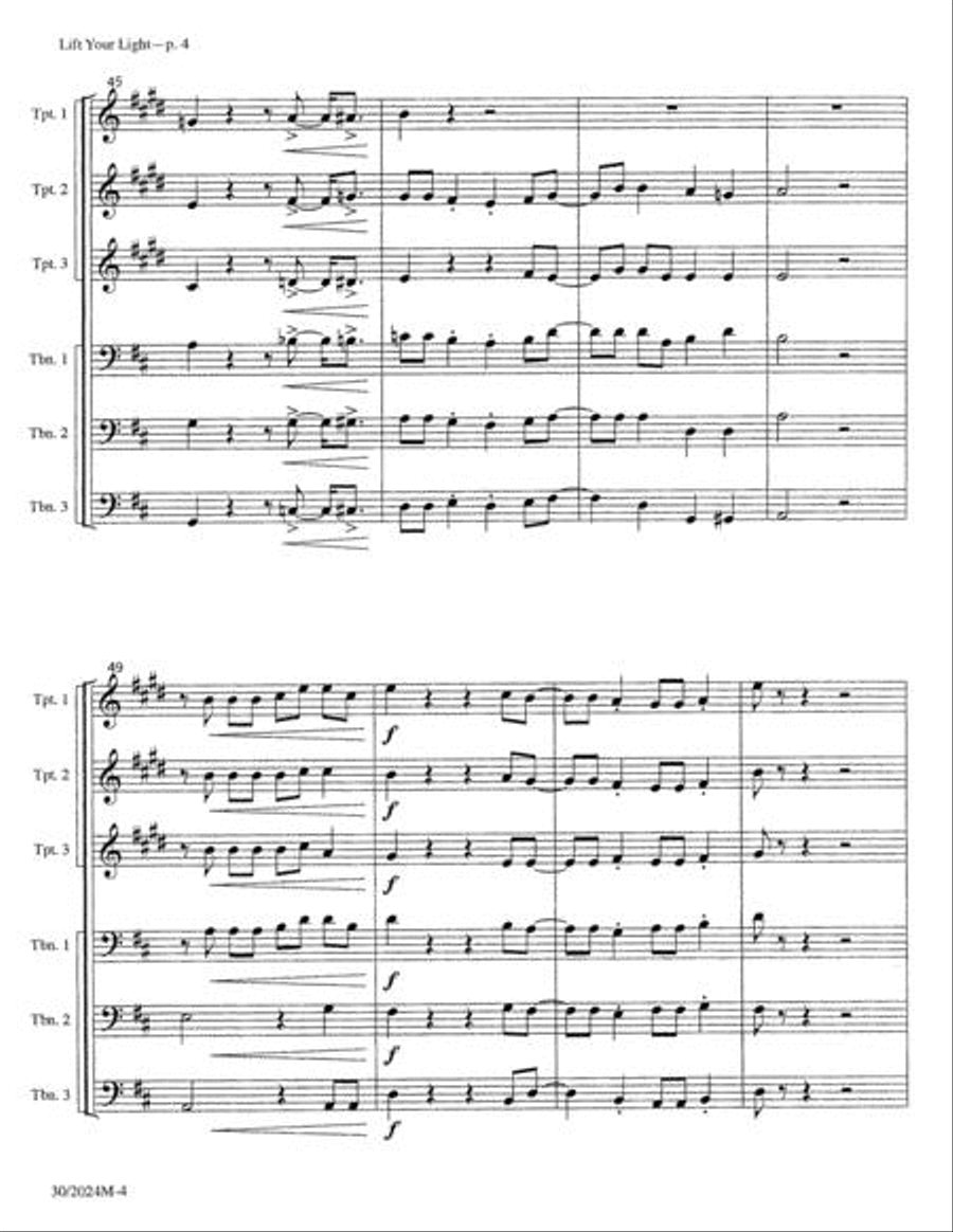 Lift Your Light - Brass and Rhythm Score and Parts