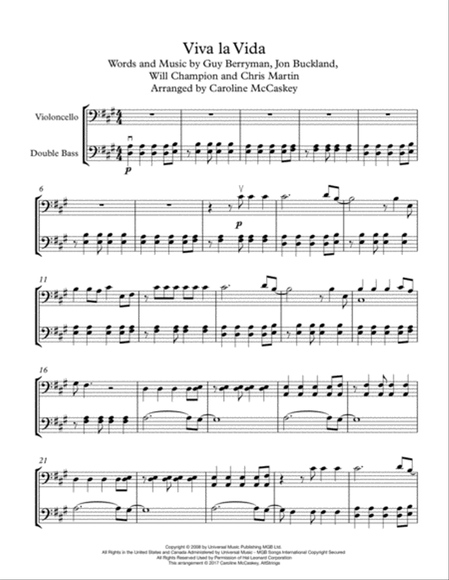 Viva La Vida Viva La Vida String Duet scores gallery preview page 2