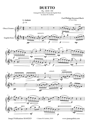 CPE Bach: Duetto Wq. 140 for Oboe d'Amore & English Horn