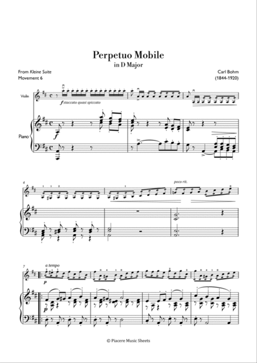 Bohm - Perpetuo Mobile (from Kleine Suite) in D Major - Intermediate Violin Solo scores gallery preview page 2