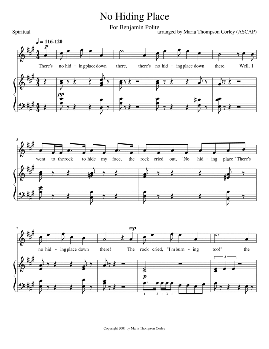 No Hiding Place--High Key Vocal Duet scores gallery preview page 1