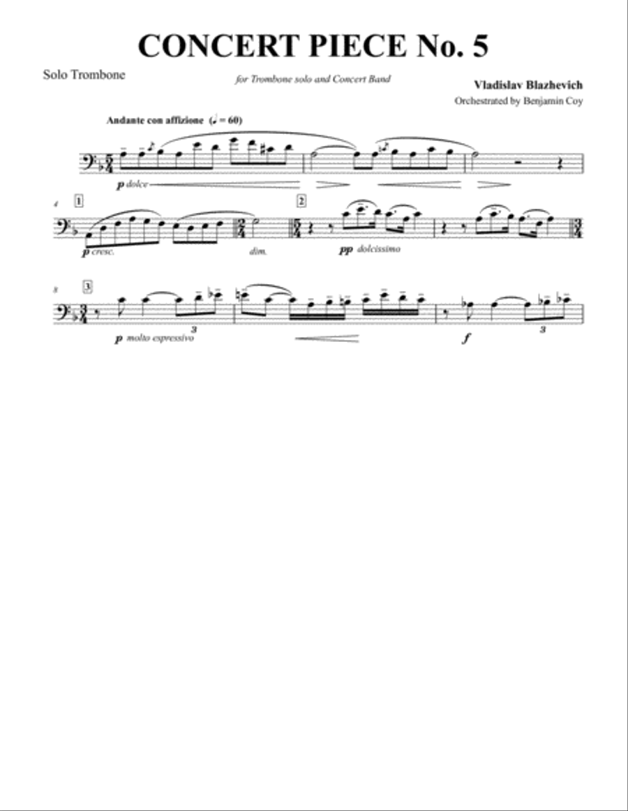 Concert Piece No. 5 for Solo Trombone & Band Trombone Solo scores gallery preview page 2
