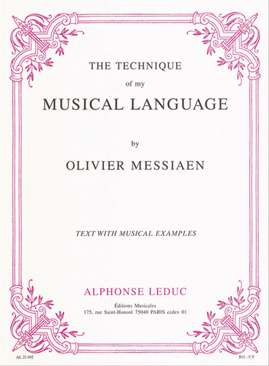 Olivier Messiaen - Technique De Mon Langage Musical (version Anglaise) Collection / Songbook scores gallery preview page 1