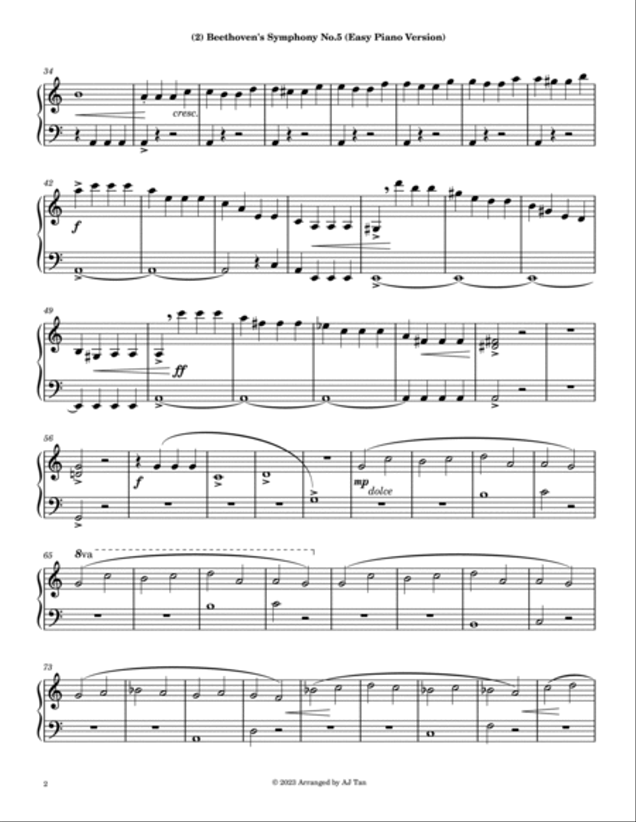 Beethoven's Symphony No.5 (Easy Piano) Easy Piano scores gallery preview page 2