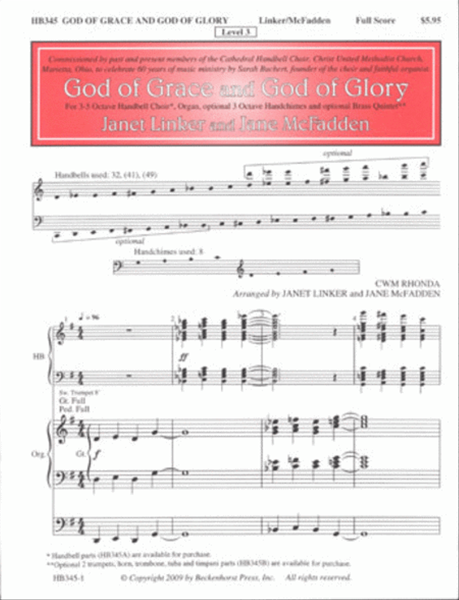 God of Grace and God of Glory - organ and handbell score Handbell Choir scores gallery preview page 1