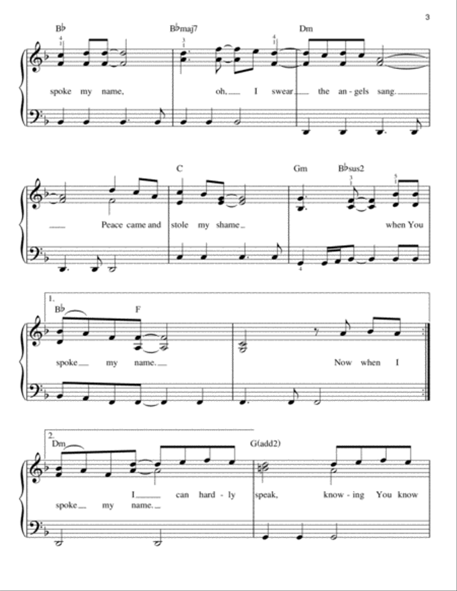 When You Spoke My Name When You Spoke My Name Easy Piano scores gallery preview page 3
