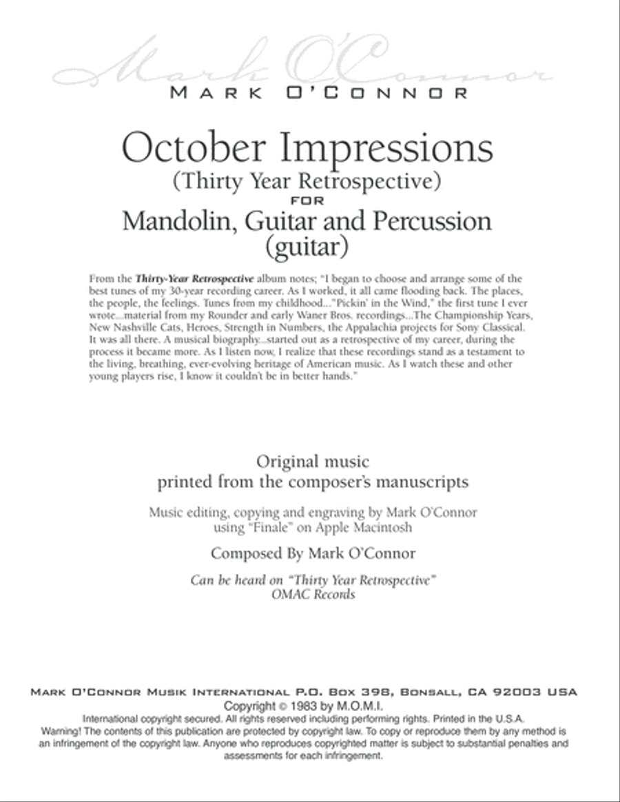 October Impressions (guitar part – mandolin, guitar, percussion) Small Ensemble scores gallery preview page 2