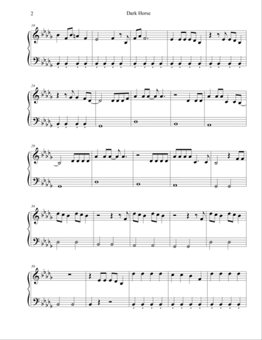 Dark Horse Dark Horse Easy Piano scores gallery preview page 2