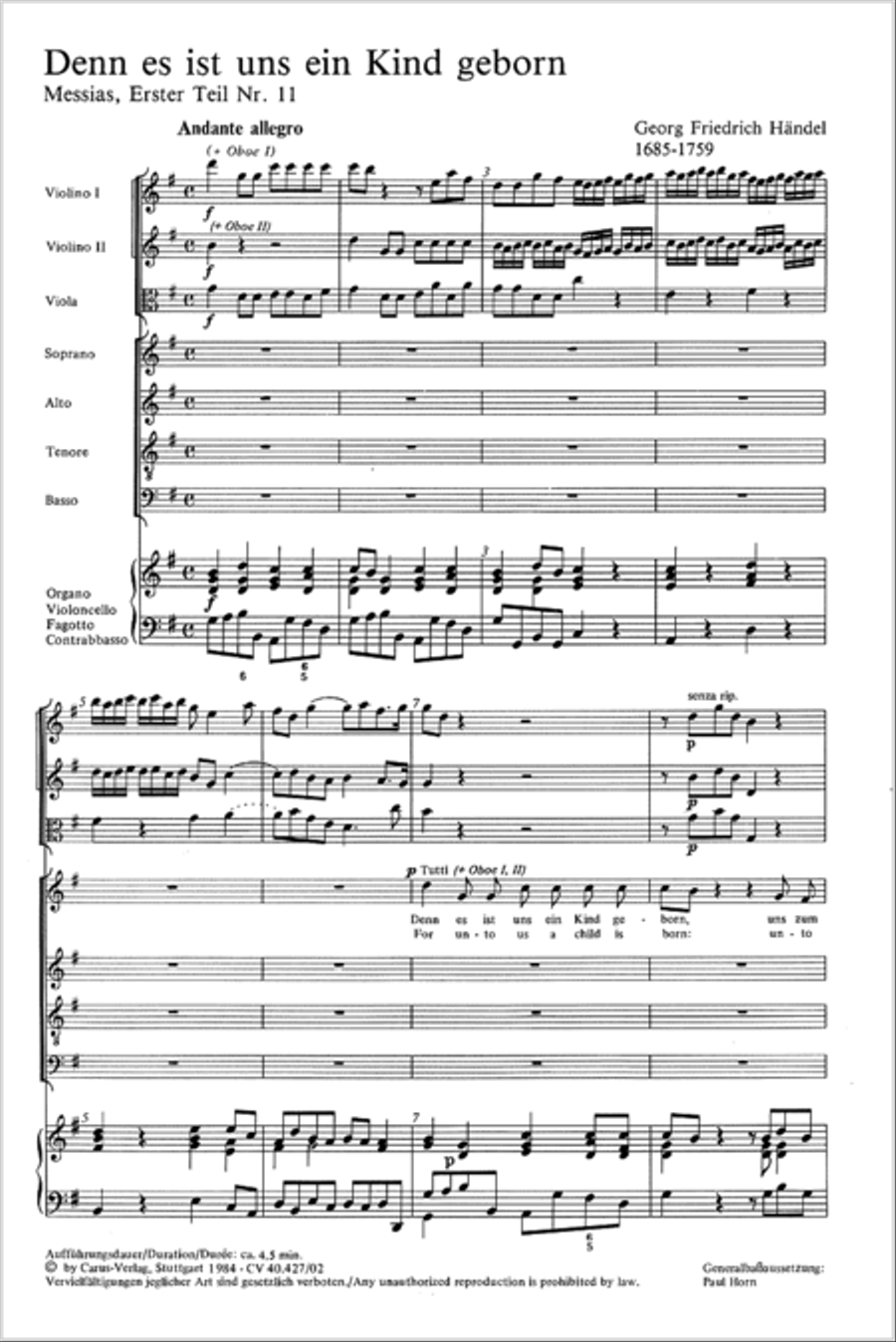 For unto us a child is born (Denn es ist uns ein Kind geboren) 4-Part scores gallery preview page 18