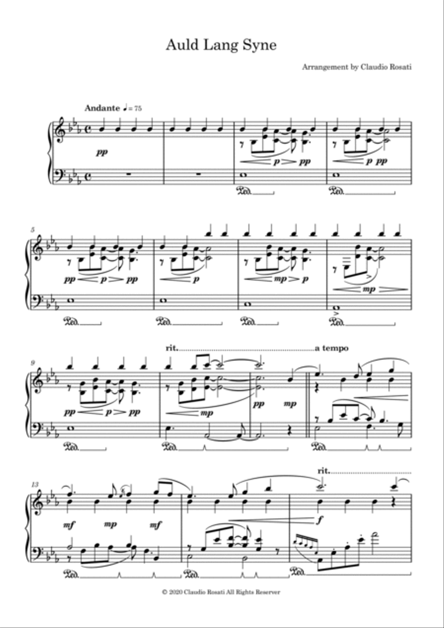 Auld Lang Syne Piano Solo scores gallery preview page 3