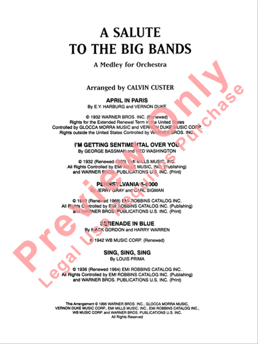 A Salute to the Big Bands Full Orchestra scores gallery preview page 3