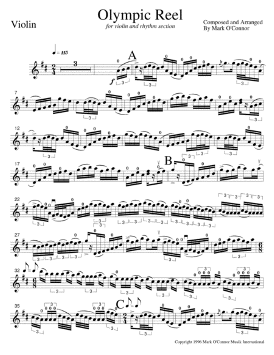 Olympic Reel (violin part - violin and rhythm section) Violin Solo scores gallery preview page 4