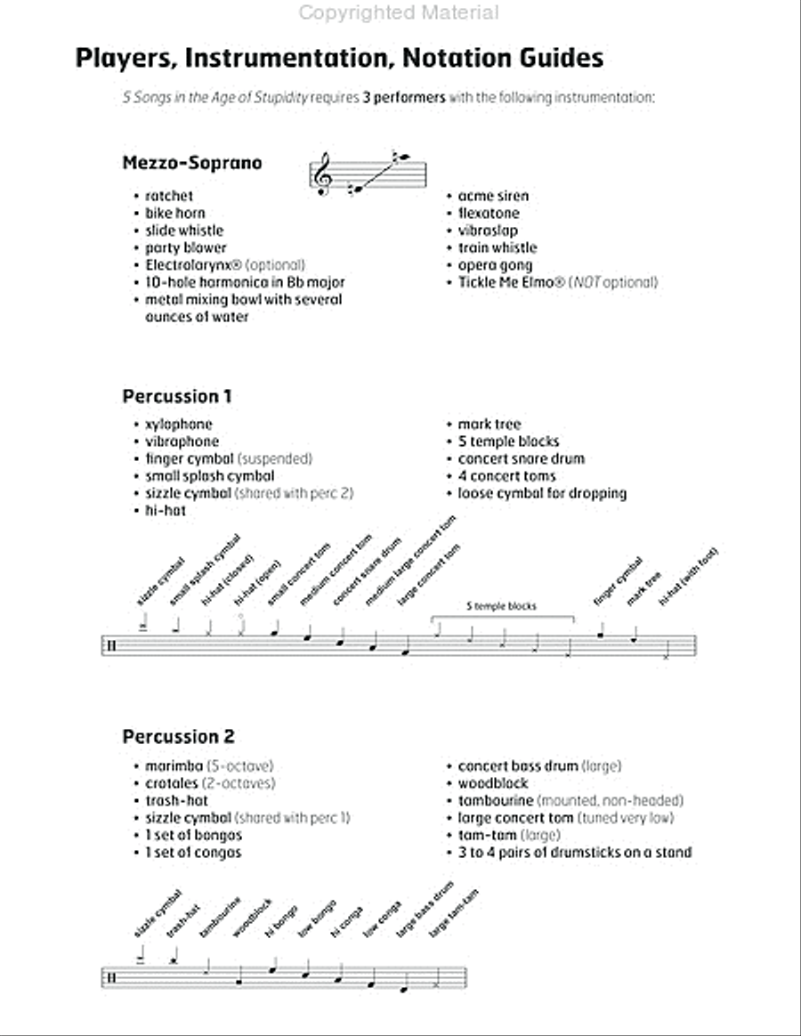 5 Songs in the Age of Stupidity Percussion Ensemble scores gallery preview page 5