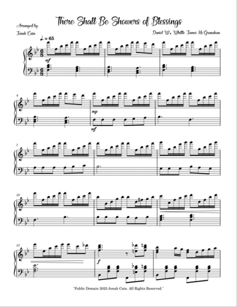 There Shall Be Showers of Blessings Piano Solo scores gallery preview page 2