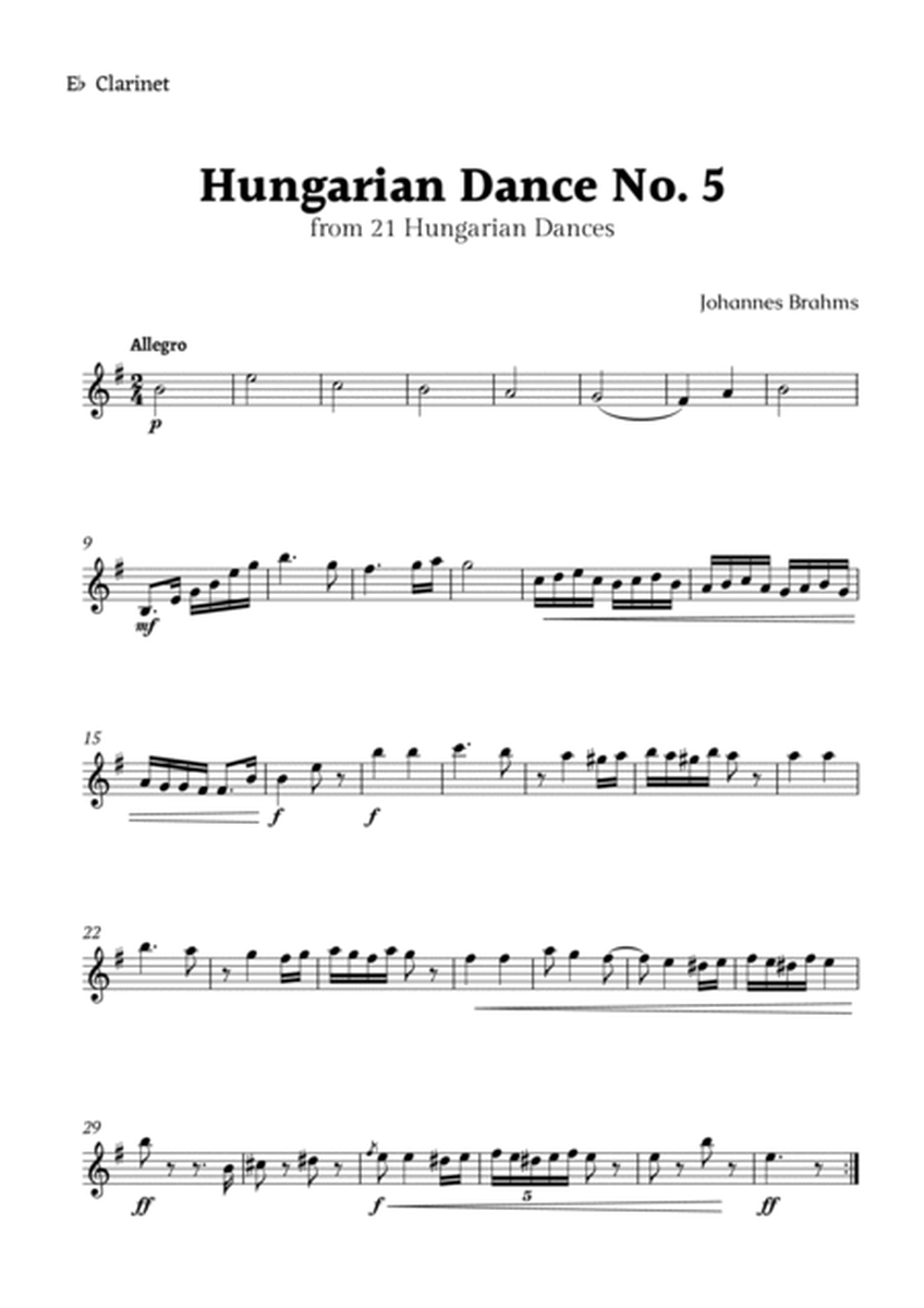 Hungarian Dance No. 5 by Brahms for Clarinet Ensemble Quartet and Piano image number null
