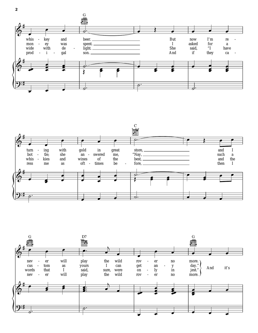 Wild Rover Wild Rover Piano, Vocal, Guitar scores gallery preview page 2