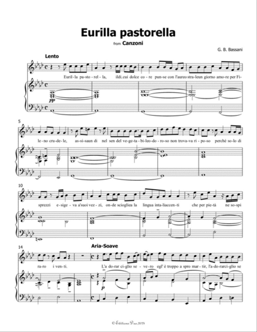 Eurilla pastorella, by Bassani, in A flat Major Voice scores gallery preview page 3