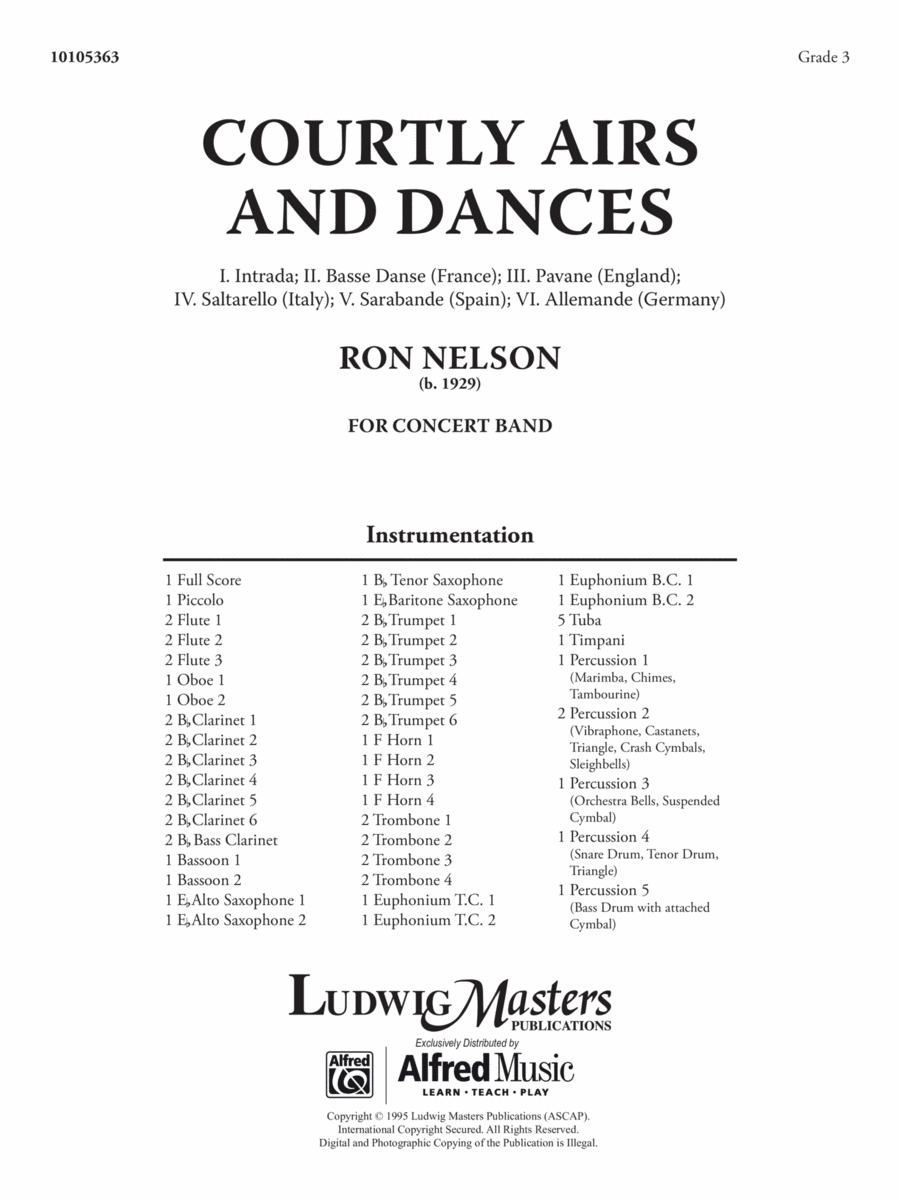 Courtly Airs and Dances Full Score by Ron Nelson Concert Band Courtly Airs and Dances Full Score by Ron Nelson Concert Band