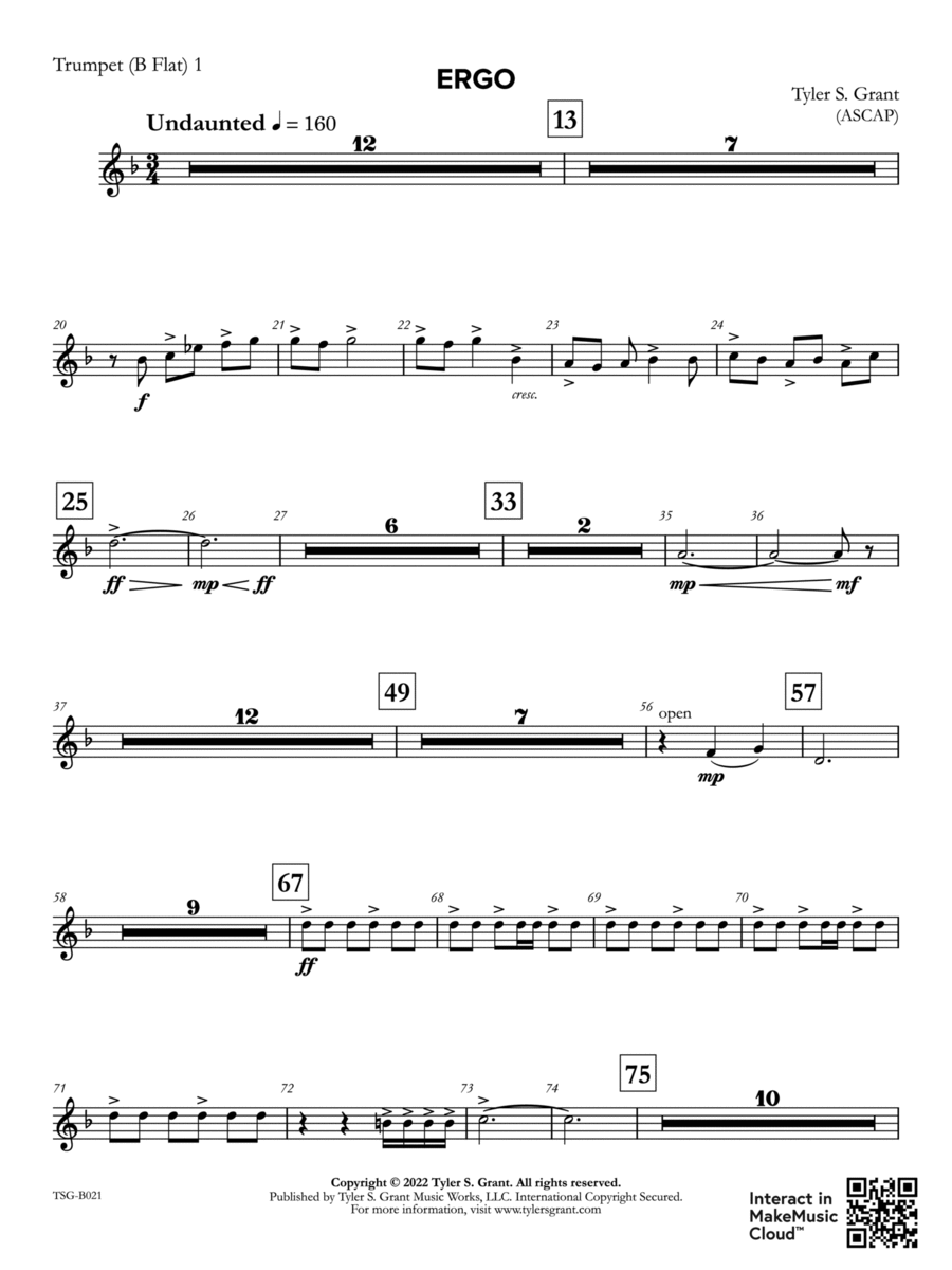 Ergo: 1st B-flat Trumpet Concert Band scores gallery preview page 1