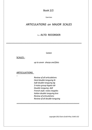 Book 2- Articulations on Major Scales for Alto Recorder