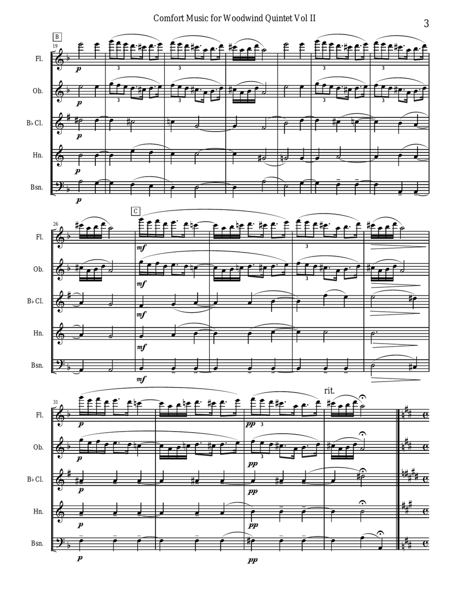 Comfort Music Vol. Two for woodwind quintet Woodwind Quintet scores gallery preview page 3