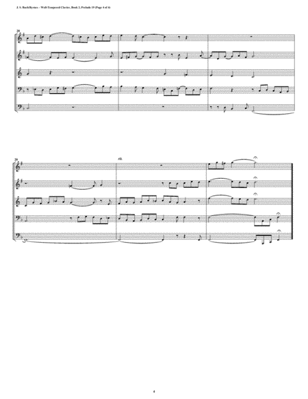 Prelude 19 from Well-Tempered Clavier, Book 2 (Conical Brass Quintet) image number null