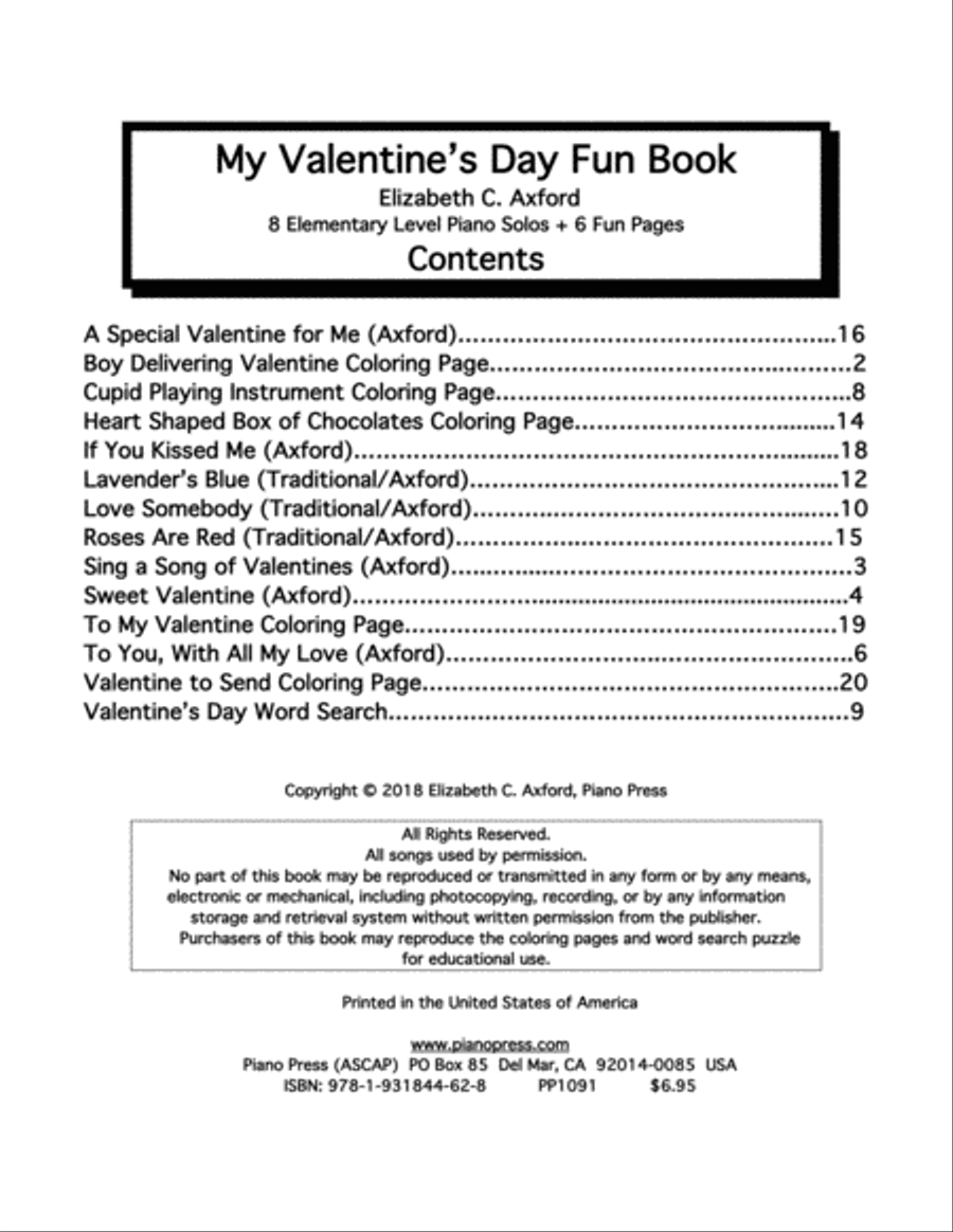 My Valentine's Day Fun Book Piano Method scores gallery preview page 2