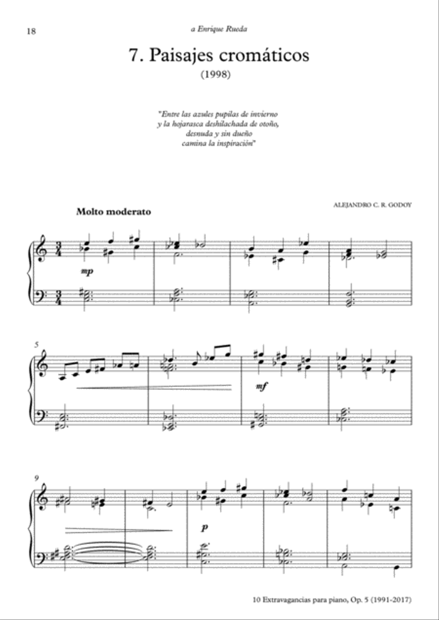 10 Extravagancias para piano, Op. 5 (2017) 7. Paisajes cromáticos Piano Solo scores gallery preview page 1