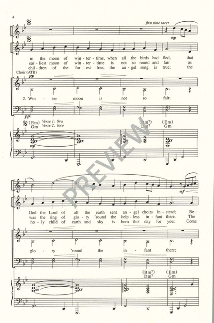 ’Twas in the Moon of Wintertime 4-Part scores gallery preview page 5
