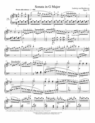 Piano Sonata No. 25 In G Major, Op. 79