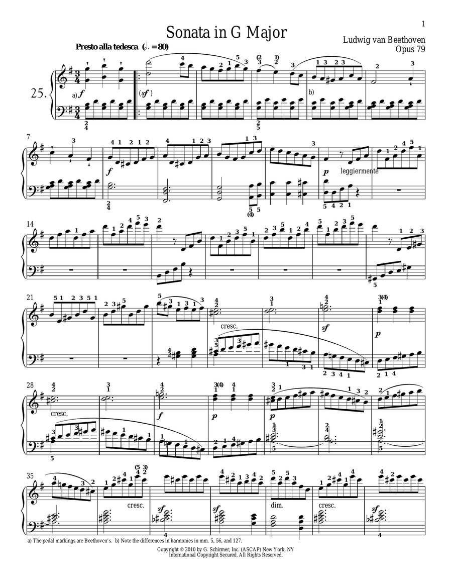 Book cover for Piano Sonata No. 25 In G Major, Op. 79