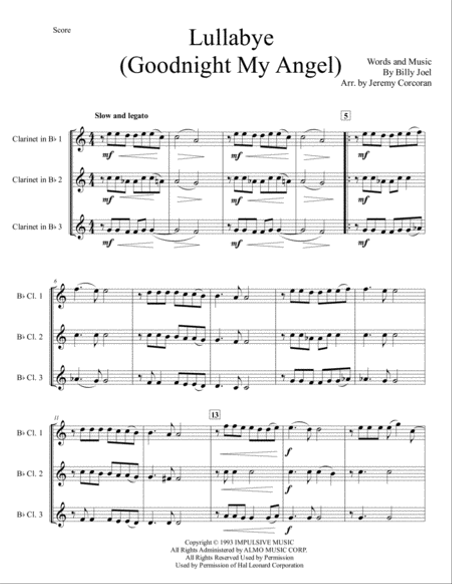 Lullabye (Goodnight, My Angel) Woodwind Trio scores gallery preview page 2
