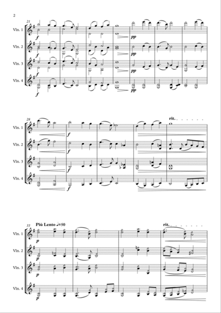 Nearer My God To Thee - For Four Violins Violin scores gallery preview page 2